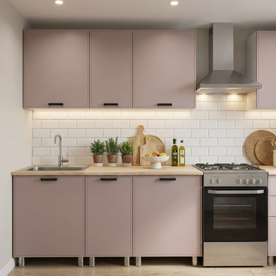 Кухня Аленушка 1,6м в.3 Магнолия Кашемир,скоба черный,сонома