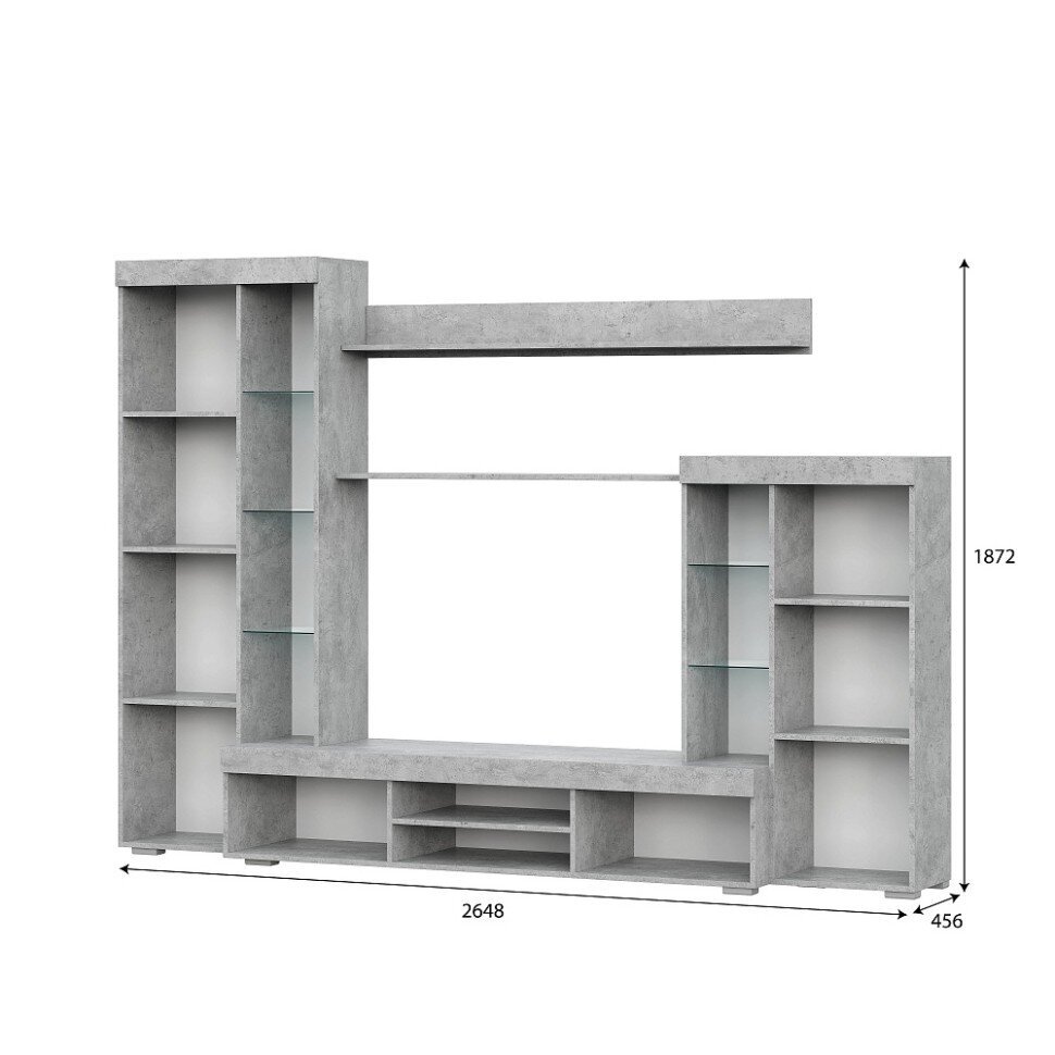 Мебель для гостиной МГС 5 / Цемент светлый/Белый