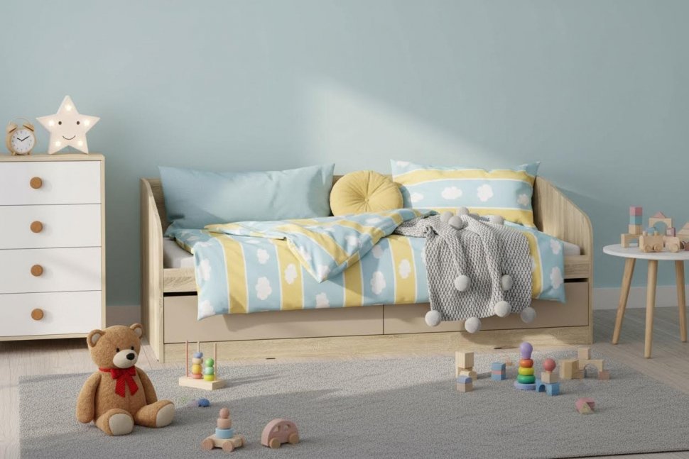 НМ 041.50-01 кровать Акварель Дуб Сонома/Капучино