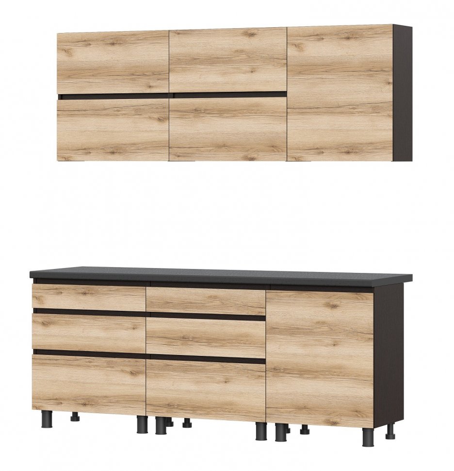 Шкаф кухонный навесной с газлифтом 70 см Берген 7в2 (Венге/Дуб Делано)