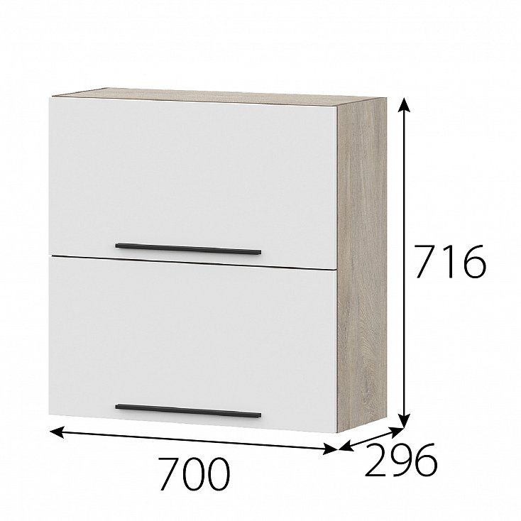 Шкаф кухонный навесной 70 см Этна 7в2я (Софт Вайт)