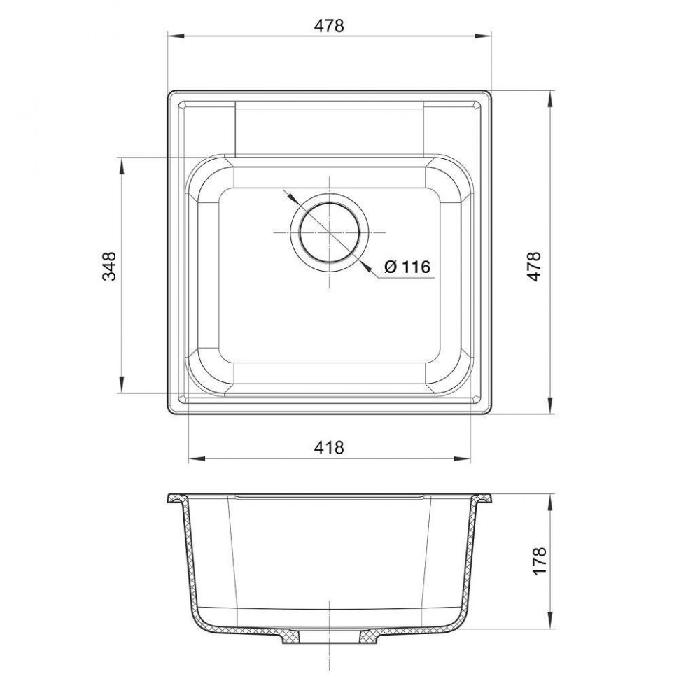 Мойка QUARZ 48, серый
