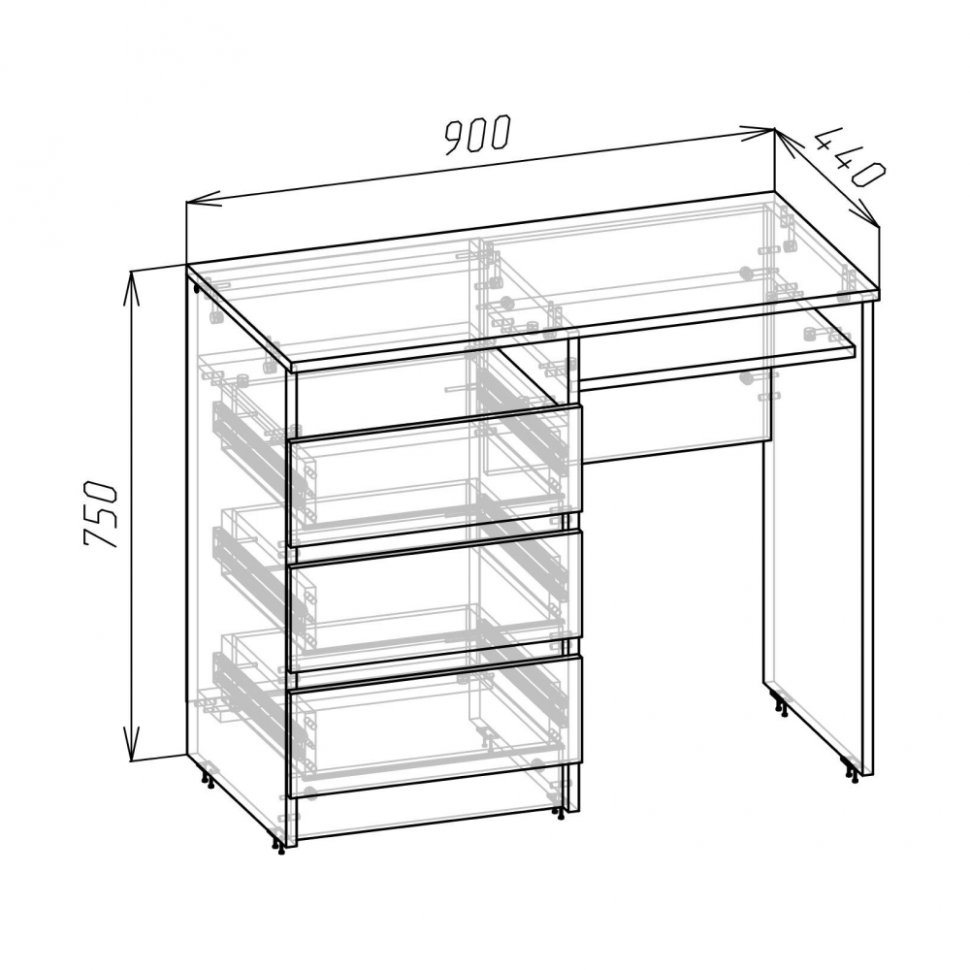 Стол туалетный Зара (Крафт золотой / Крафт белый)