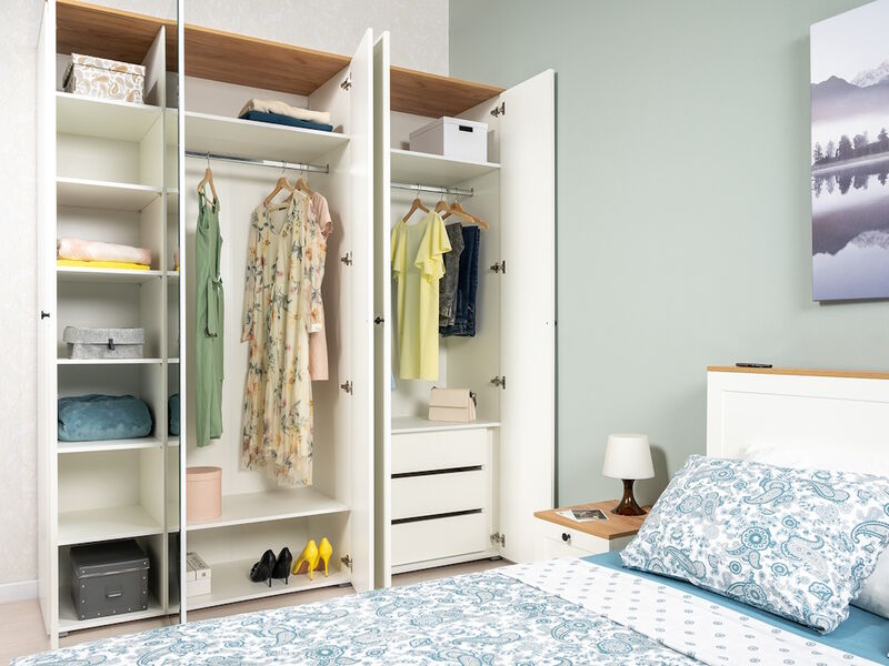 Остин Шкаф для одежды 13.336.03 белый/дуб золотой