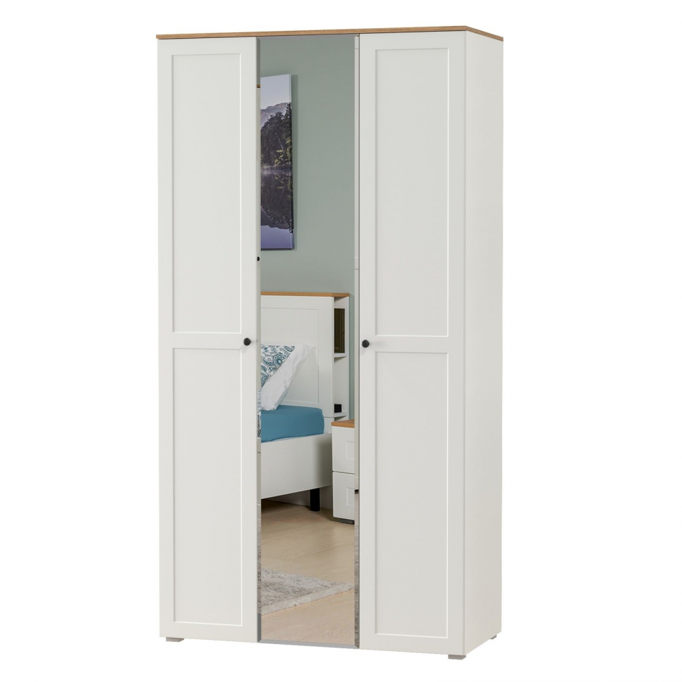 Остин Шкаф для одежды 13.336.03 белый/дуб золотой