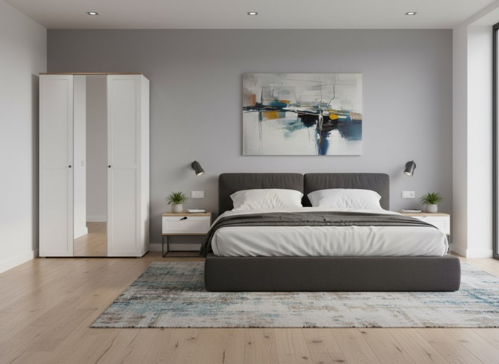 Остин Шкаф для одежды 13.336.03 белый/дуб золотой