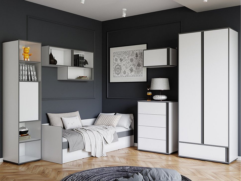 Комод Асцелла, Белый, Графит серый