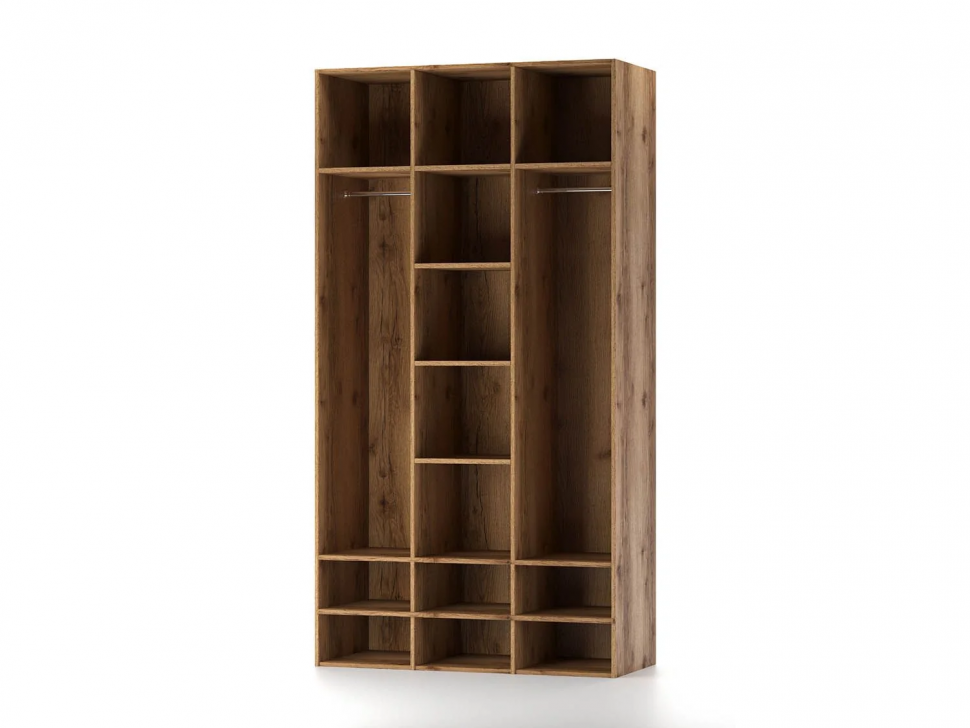 Харди шкаф трехдверный со стеклом Дуб Делано Темный / Супермат Джелато