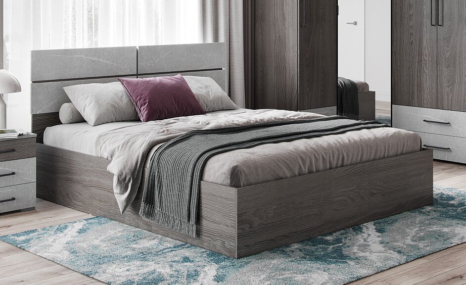 Кровать 140х200 Теана с настилом из ЛДСП (ТЭКС) Ясень Анкор темный