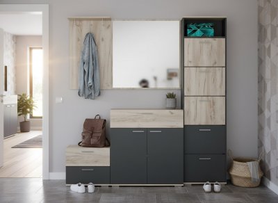 Прихожая Санти-3 Антрацит/Дуб крафт серый