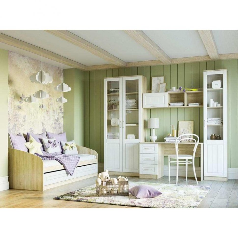 НМ 041.50-01 кровать Оливия Дуб Сонома/белое дерево