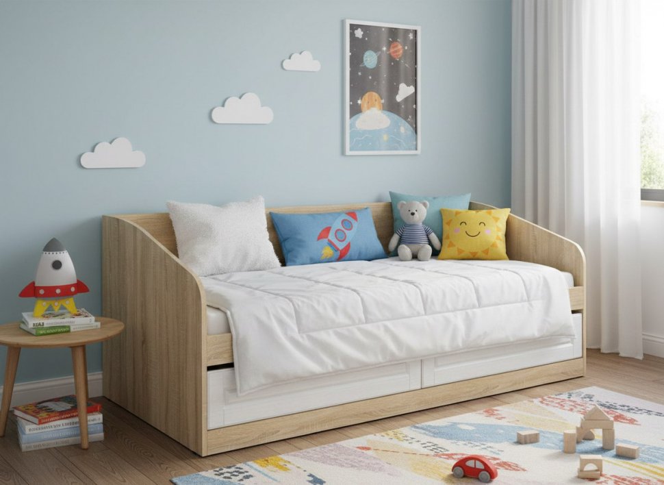 НМ 041.50-01 кровать Оливия Дуб Сонома/белое дерево