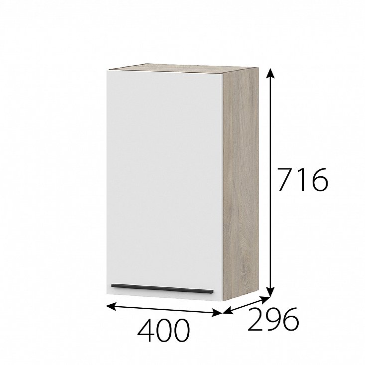 Шкаф кухонный навесной 40 см Этна 4в1 (Софт Вайт)