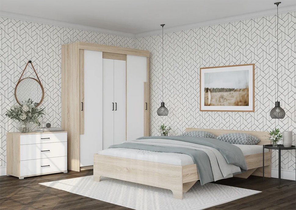 Шкаф-купе VICTOR 1600 (Горизонт) Белый / Сонома