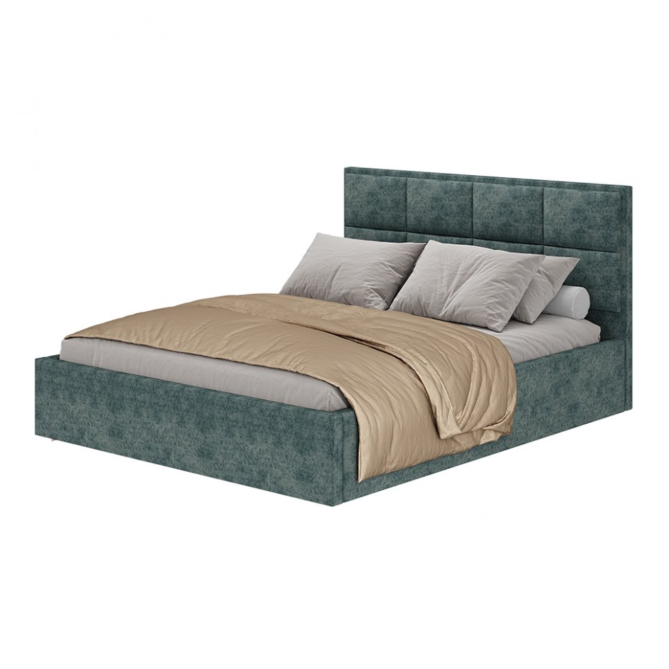 Мягкая кровать 160х200 Линда (БТС) с проложками ДСП Морская волна