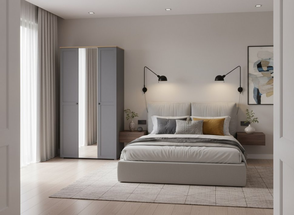 Остин Шкаф для одежды 13.336.03 графит/дуб золотой