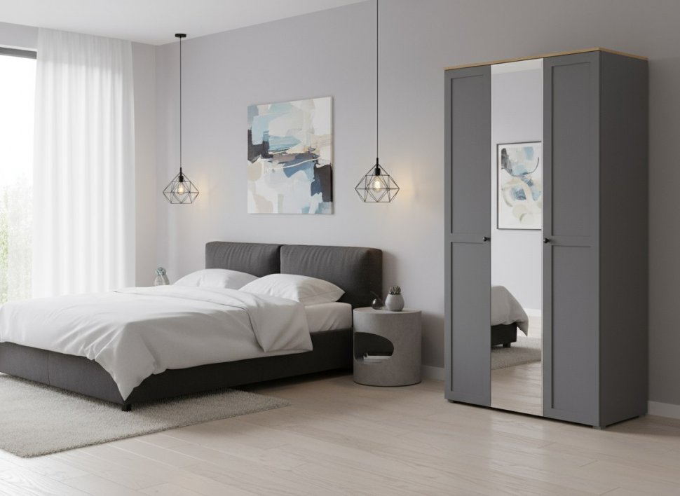 Остин Шкаф для одежды 13.336.03 графит/дуб золотой