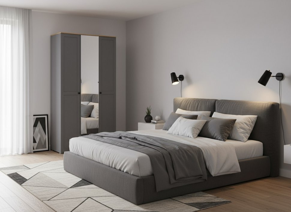 Остин Шкаф для одежды 13.336.03 графит/дуб золотой