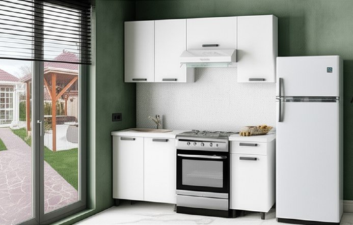 Кухня Осло 1,8 м с окапом, Карбон Фарфор