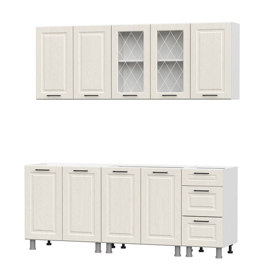 Кухня Грейвуд 2 м (без столешницы), Белый, Дуб кремовый