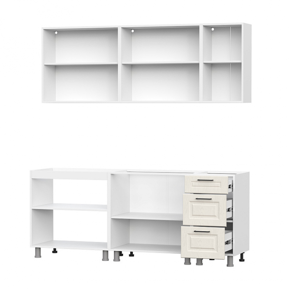 Кухня Грейвуд 2 м (без столешницы), Белый, Дуб кремовый