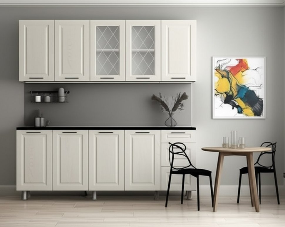 Кухня Грейвуд 2 м (без столешницы), Белый, Дуб кремовый