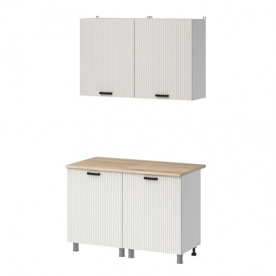 Кухня Аленушка 1,2м Лотос Молочный,скоба антрацит,сонома