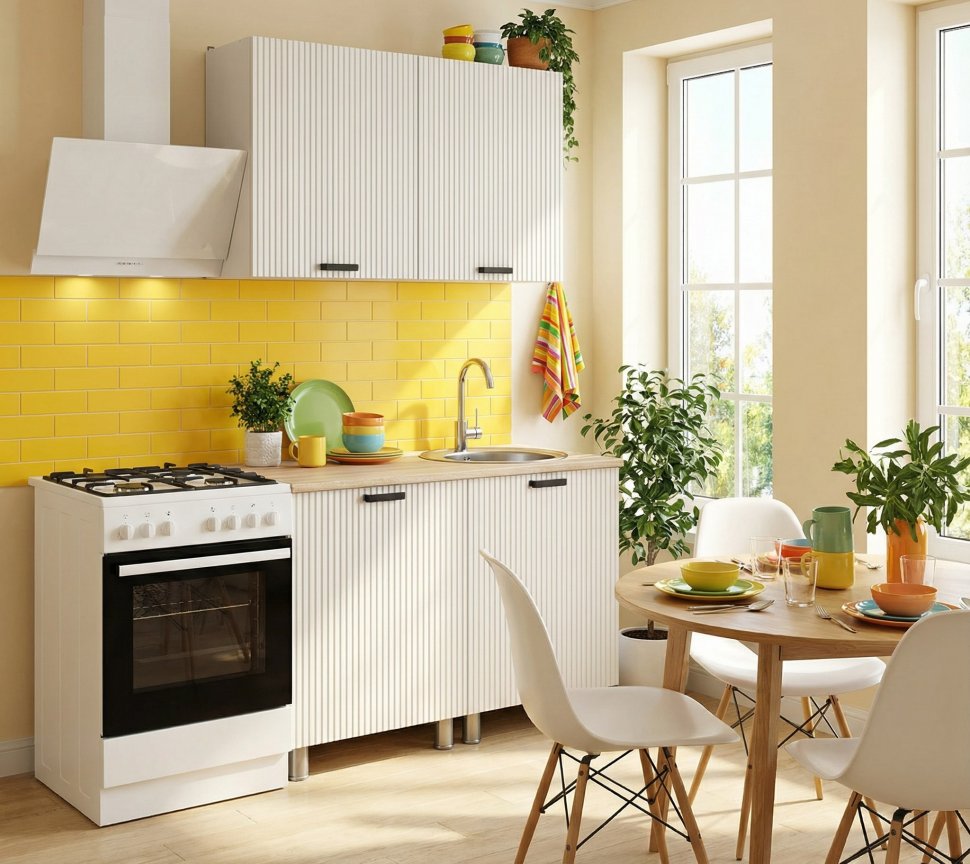 Кухня Аленушка 1,2м Лотос Молочный,скоба антрацит,сонома