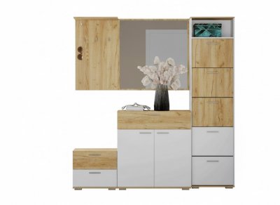 Прихожая Санти-3 Белый/Дуб крафт золотой