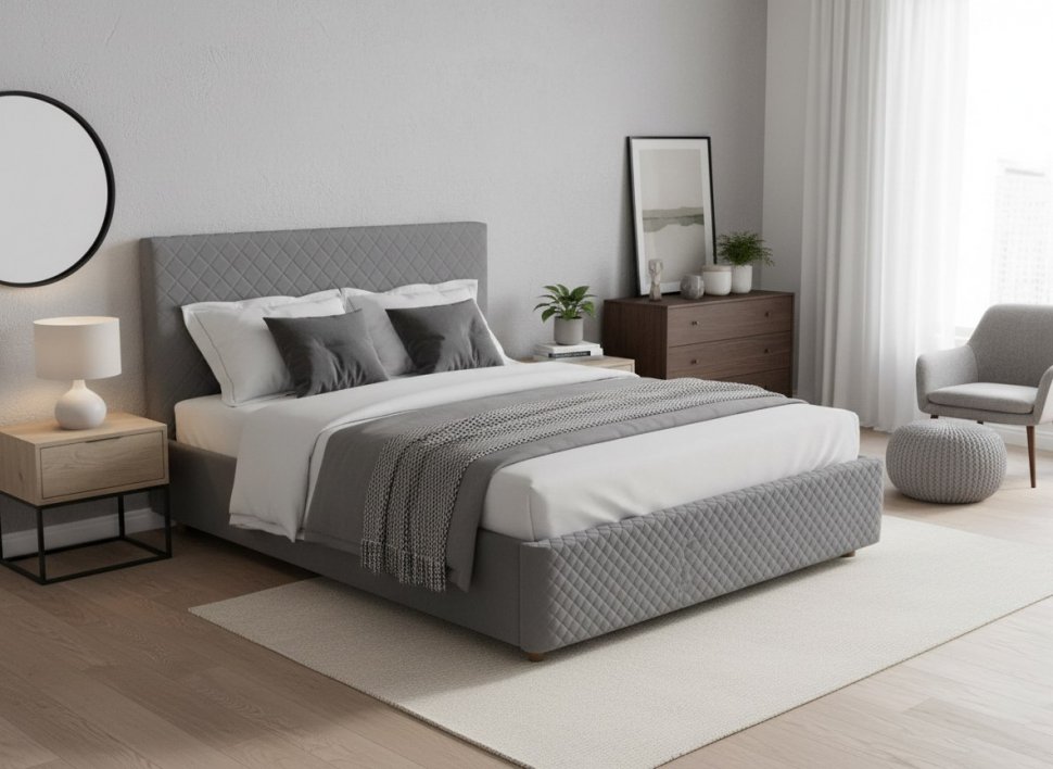 Кровать Galaxy 1800 с основанием / серый №25