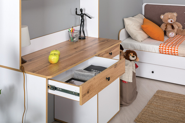 Вуди Надстройка на стол 13.161 белый/дуб золотой