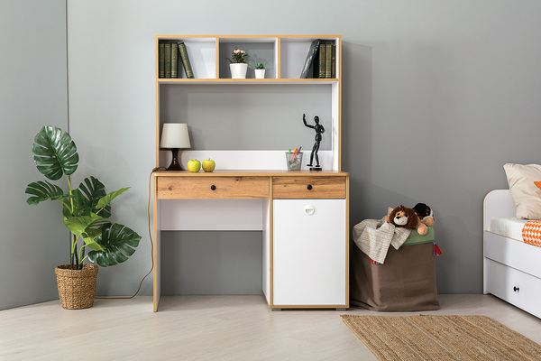 Вуди Надстройка на стол 13.161 белый/дуб золотой