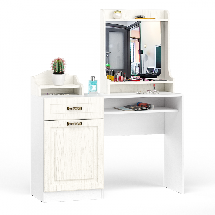 Ливерпуль Полка 10.118 (с зеркалом) Белый/Ясень ваниль