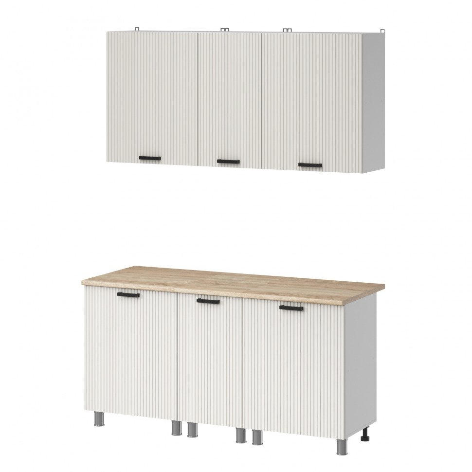 Кухня Аленушка 1,6м в.3 Лотос Молочный,скоба антрацит,сонома