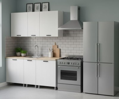 Кухня Аленушка 1,6м в.3 Лотос Молочный,скоба антрацит,сонома