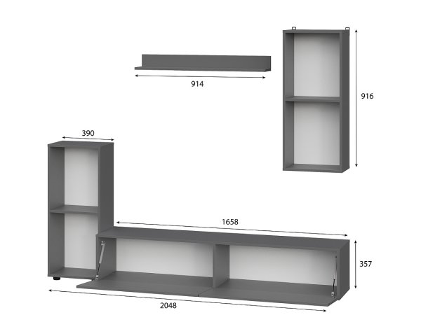 Мебель для гостиной МГС 10 / Графит серый