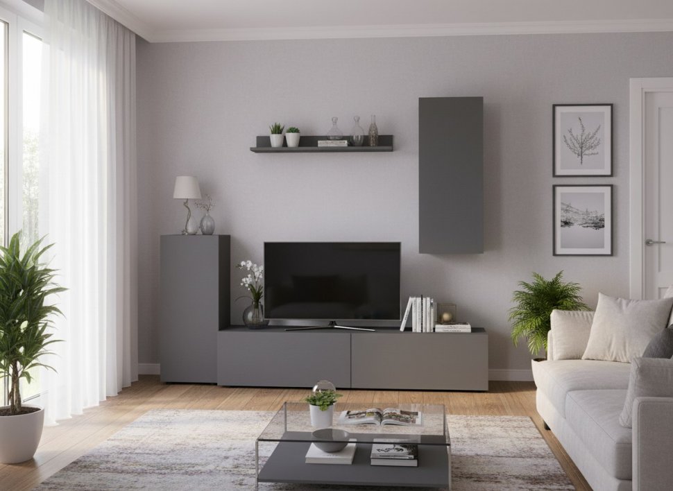 Мебель для гостиной МГС 10 / Графит серый