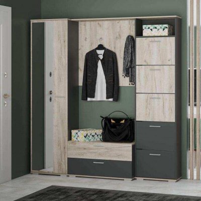 Прихожая Санти-2 Антрацит/Дуб крафт серый