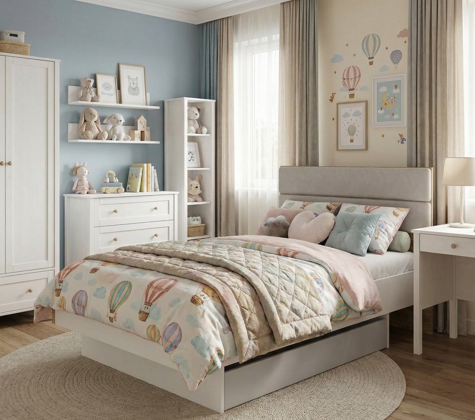 НМ 041.20 кровать Морти Дуб Бунратти/белый/серый