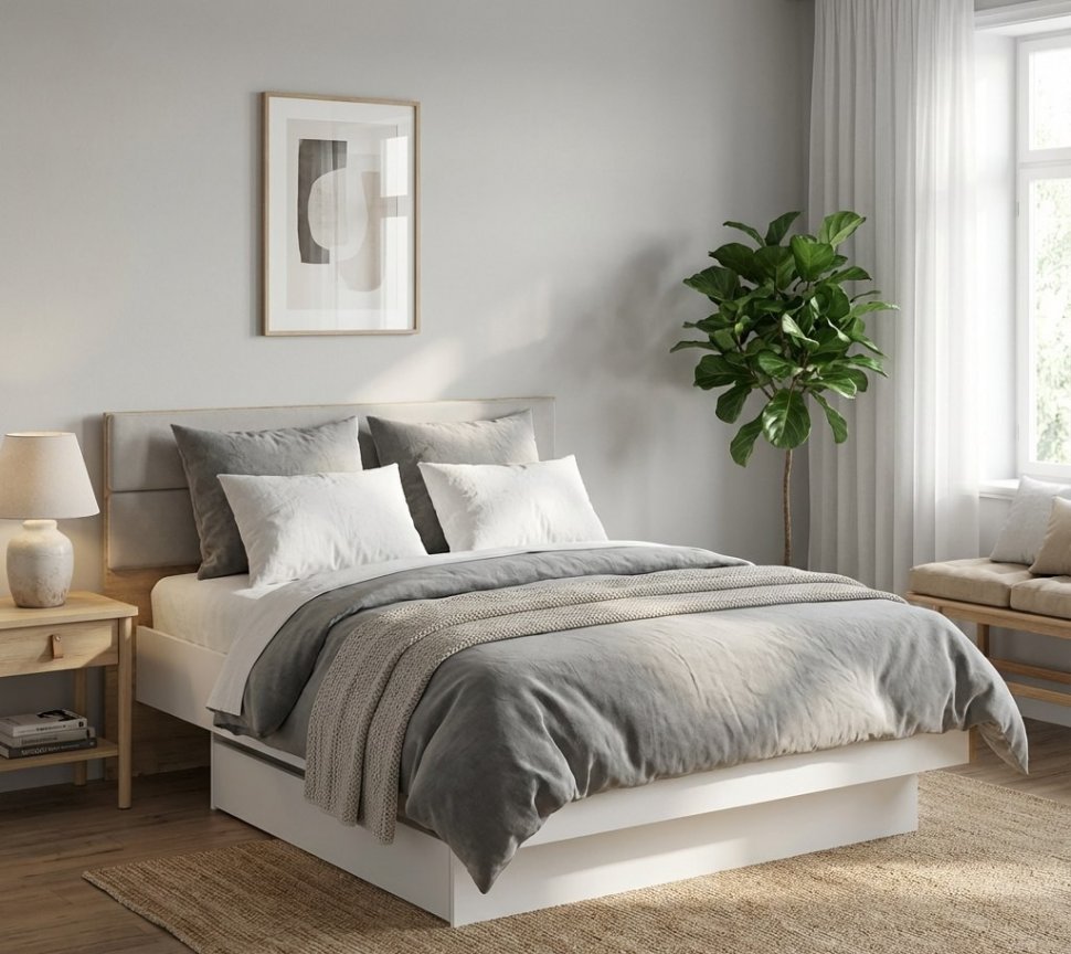 НМ 041.20 кровать Морти Дуб Бунратти/белый/серый