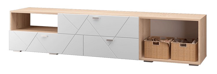 Тумба под ТВ (3 ящика, 1 дверка) Скайлайн MLK (Белый)