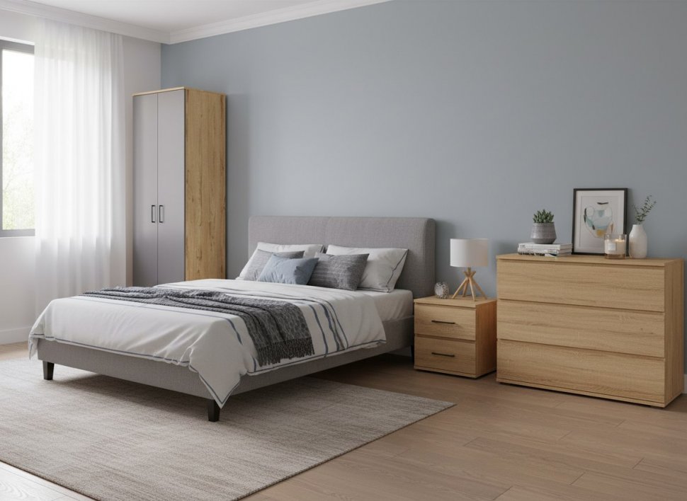 Бруно Шкаф двухдверный Дуб Вотан / Серый графит