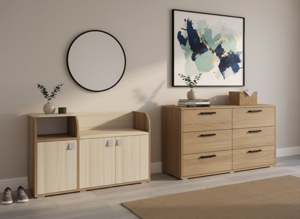 Ивушка 5 Тумба для обуви Ясень Шимо Темный / Светлый