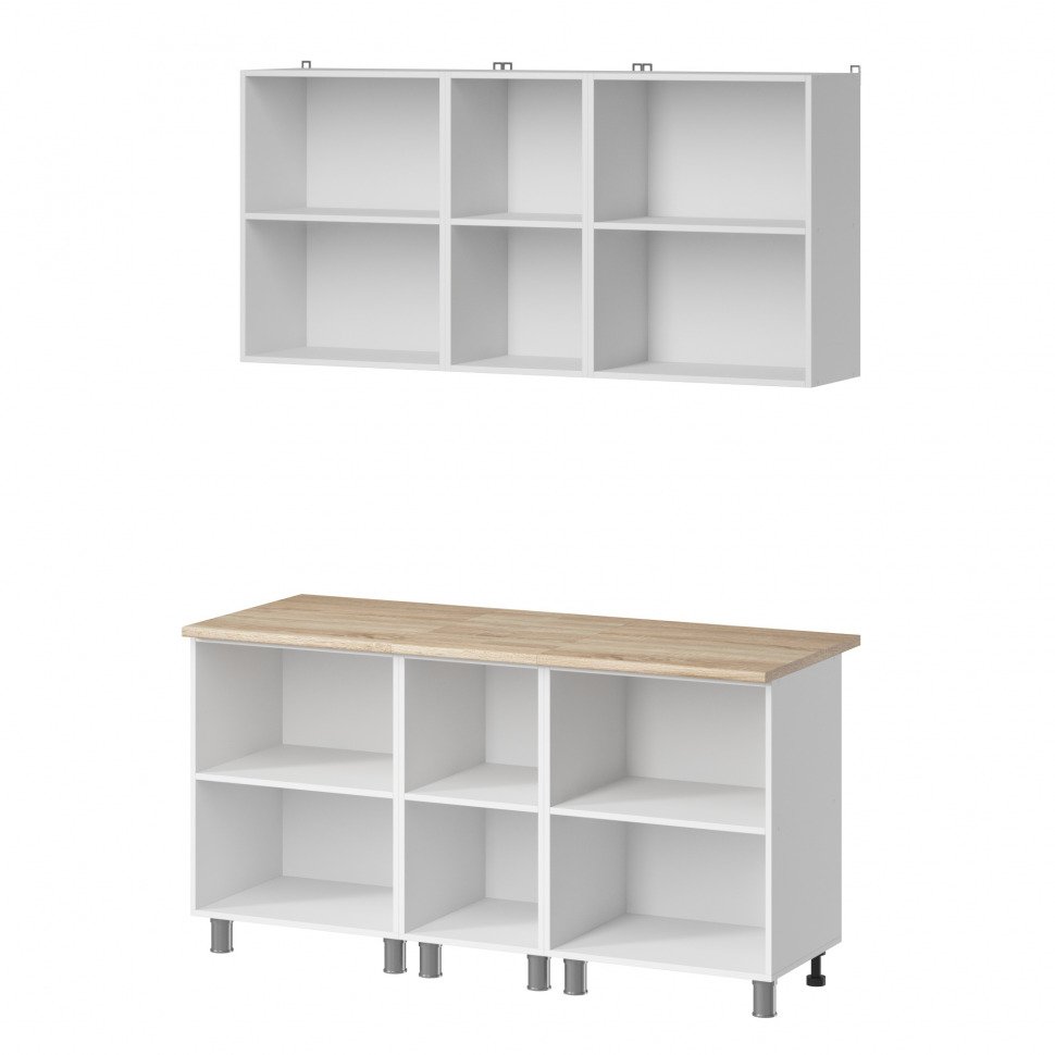 Кухня Аленушка 1,6м в.3 Магнолия Сталь,скоба черный,сонома