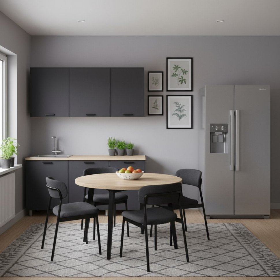 Кухня Аленушка 1,6м в.3 Магнолия Сталь,скоба черный,сонома