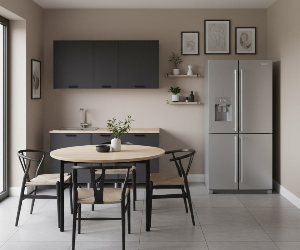 Кухня Аленушка 1,6м в.3 Магнолия Сталь,скоба черный,сонома