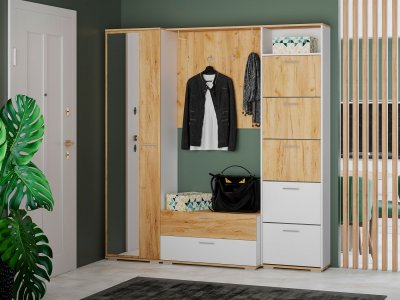 Прихожая Санти-2 Белый/Дуб крафт золотой
