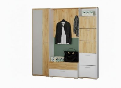 Прихожая Санти-2 Белый/Дуб крафт золотой