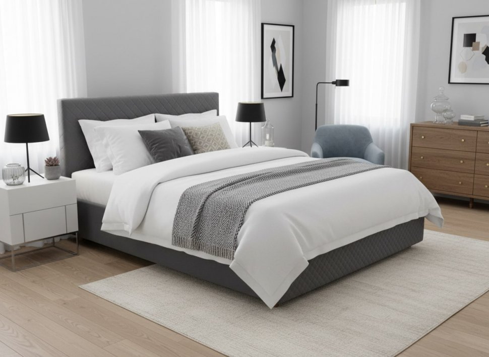 Кровать Galaxy 1600 с основанием / серый №25