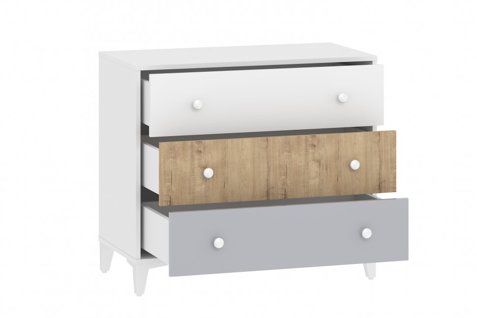 НМ 041.15 комод Морти Дуб Бунратти/белый/серый